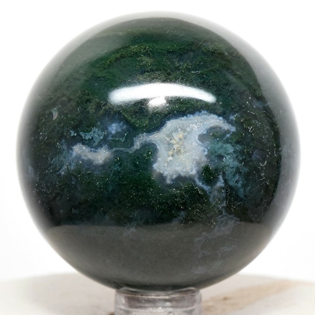 51mm Green Blue Moss Agate Sphere Natural Sparkling Crystal Polished