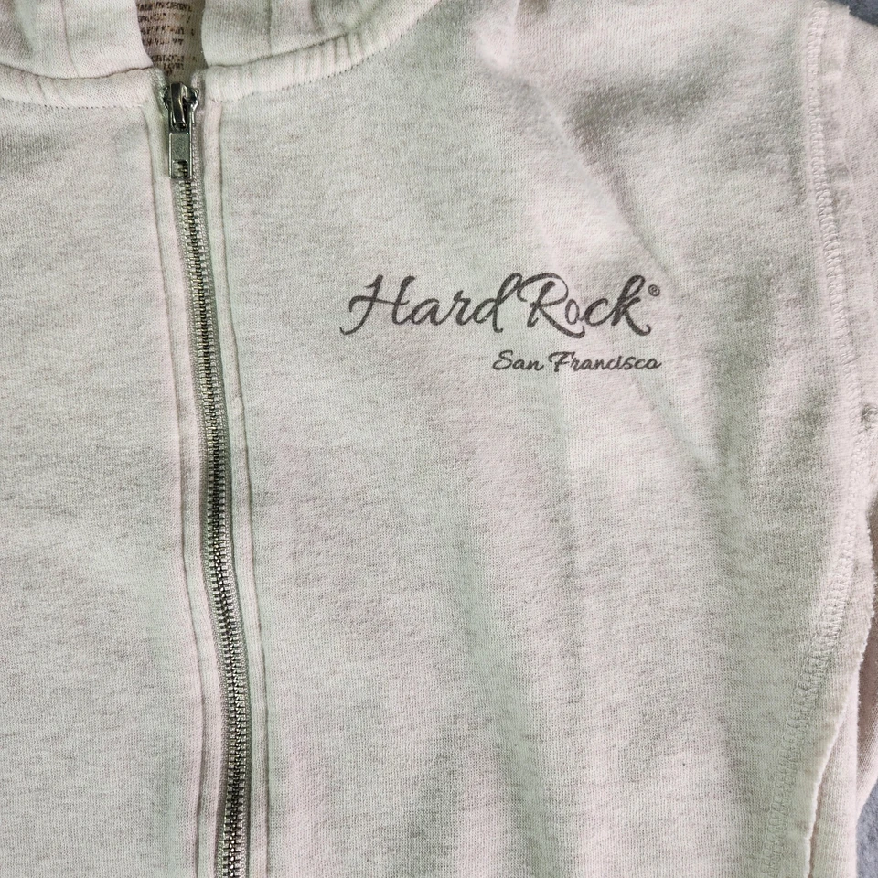 Hard Rock Cafe San Francisco Med Zip-Up Cream Hoodie Lyrics Graphic Sweatshirt - Image 2 of 4