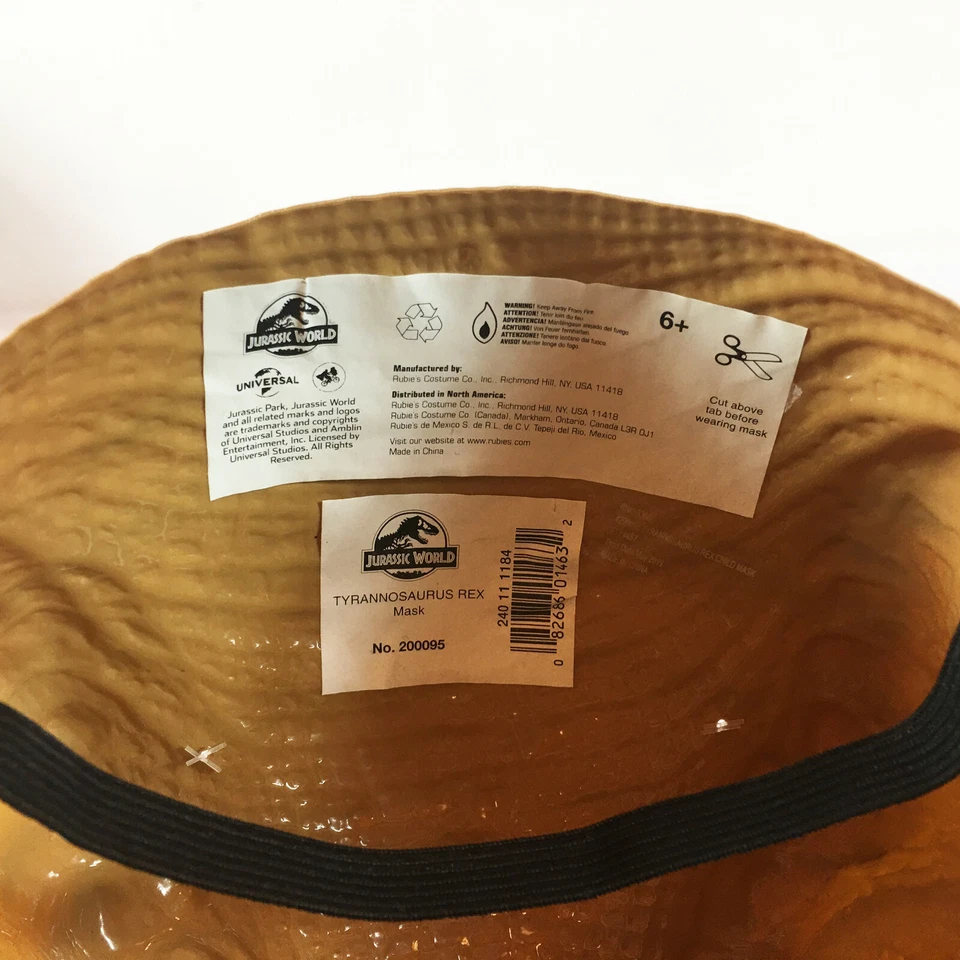 Jurassic World T Rex Dinosaur Tyrannosaurus Mask Halloween Costume NEW - Image 4 of 4