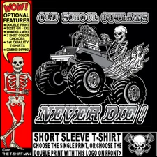 Off Road Monster 4X4 Hot Rod Muscle Car Outlaw Race Cartoony Skeleton T-shirt