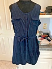 NWT GAP Blue Racerback Sleeveless NO WRINKLE Dress GREEN POLKADOTS  XLarge  XL
