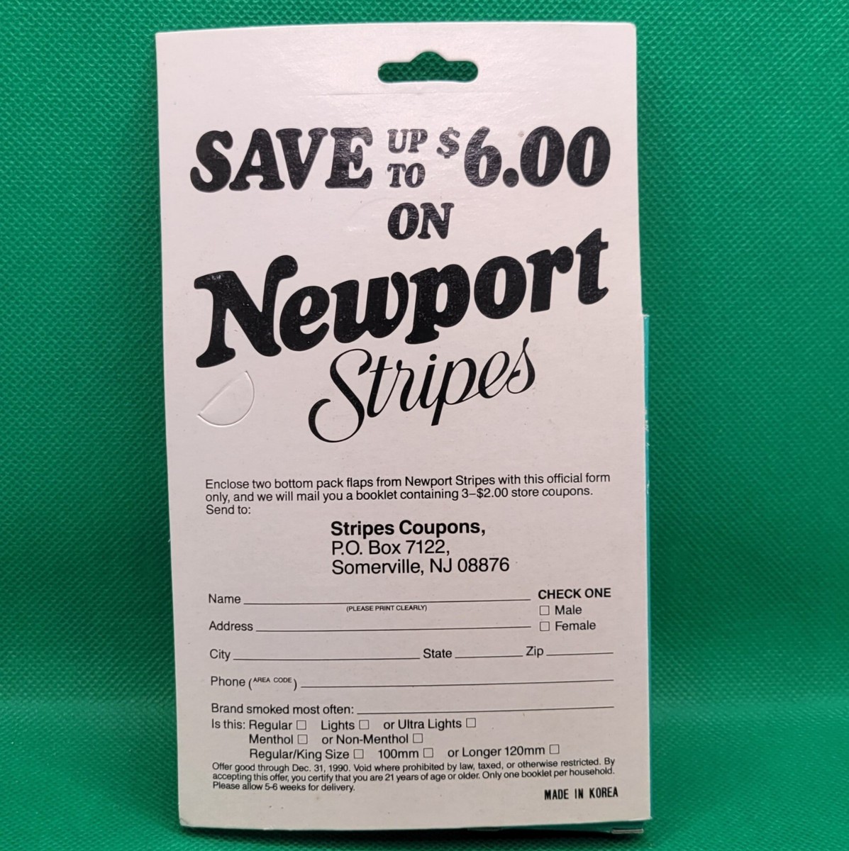 Vintage 1990s Newport Stripes Cigarettes Fold-A-Way Brush Cosmetic Bag New 