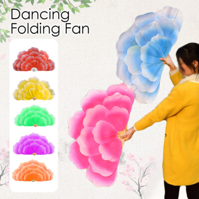Gradient Peony Flower Hand Folding Fan Bamboo Bone Dancing Play Costume 75/85cm