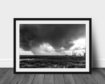 Black and white storm photography print Nebraska landscape wall art picture