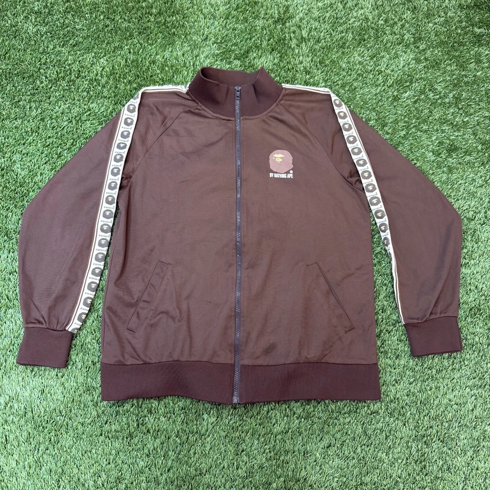 1996 Vintage Bape Zip Up Track Suit Jacket Made in Japan Brown Medium - Image 3 of 4