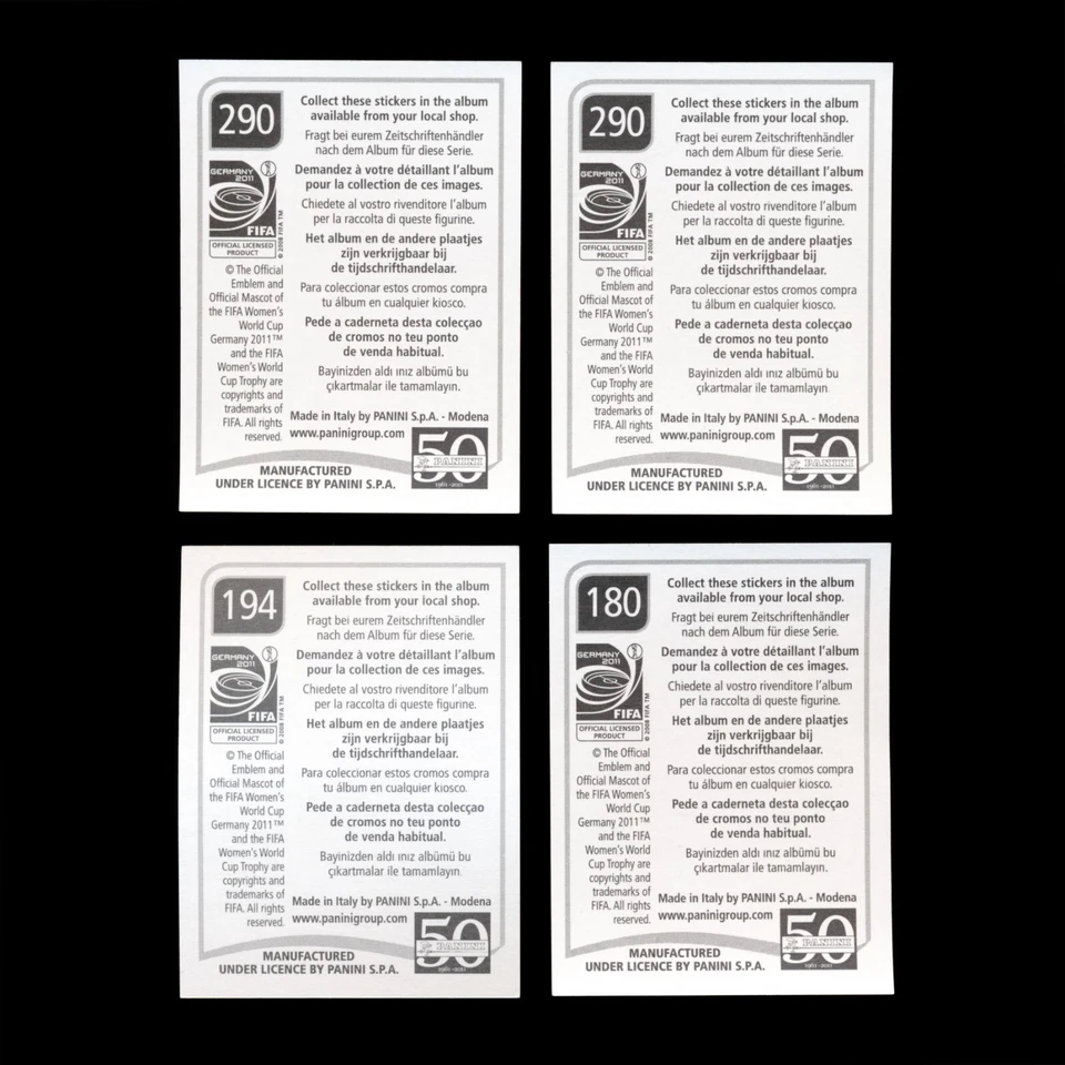 Sam Kerr Hope Solo Wambach 2011 Panini Women's World Cup #290 Rookie #194 #180 - Image 2 of 2