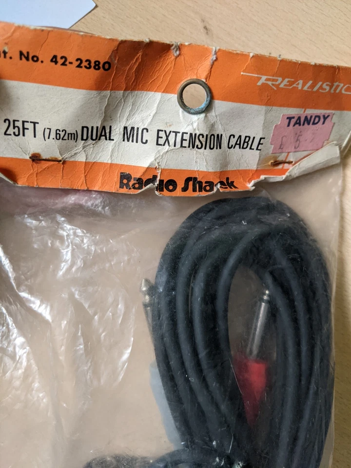 Radio Shack 25 ft 7.62m microphone DUAL mic extension cable REALISTIC cord - Image 2 of 4