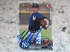 Yankees Nolan Martinez Signed Autographed 2016 1st Bowman Mint