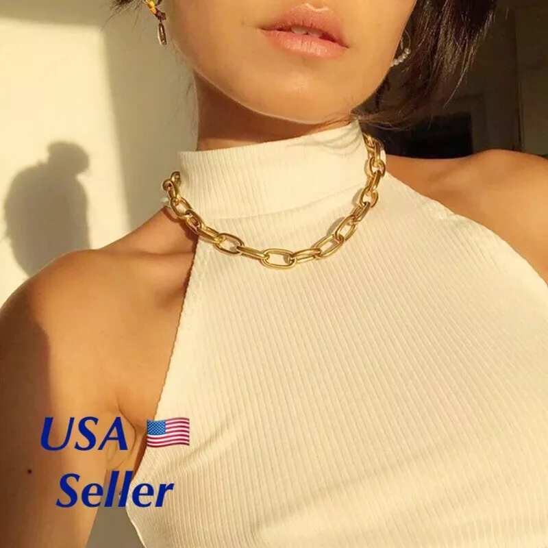 Women's Gold Chunky Thick Chain Necklace