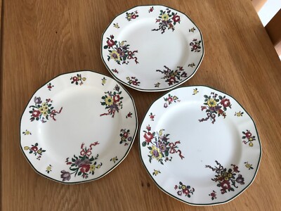 X 3 VINTAGE DOULTON OLD LEEDS SPRAY SALAT BROTTELLER SCHLEIFEN ROSENBAND 18 cm.