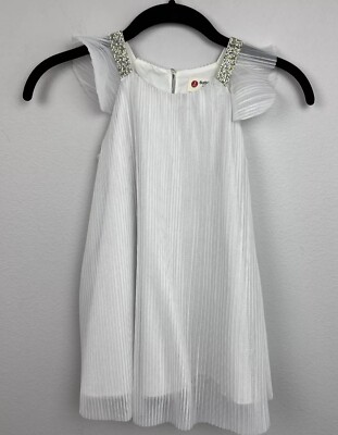 Button Blue Brand Girls Toddler Formal White Holiday Dress Size 4 NWT