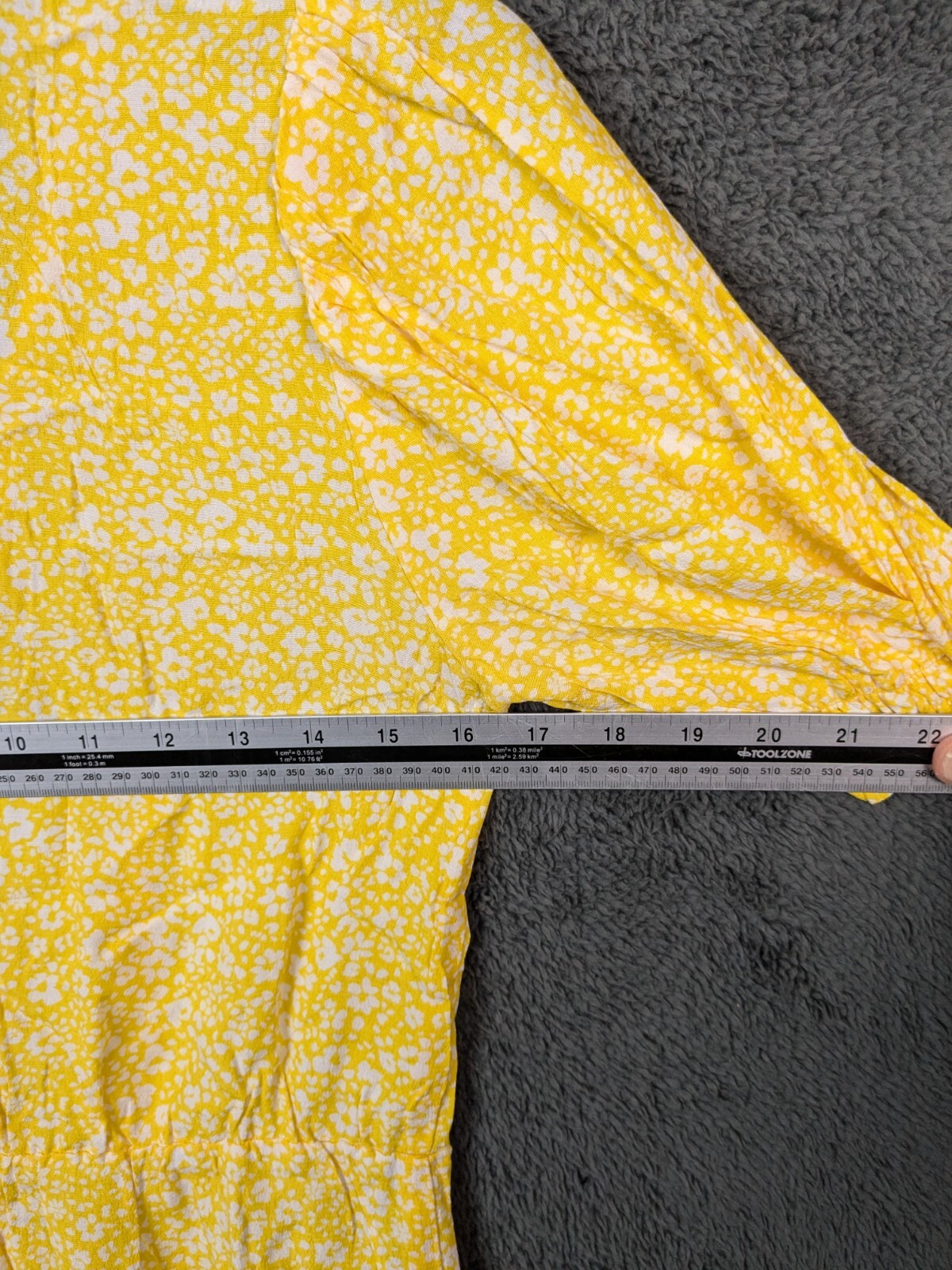 H&M ladies casual dress size 10 yellow mix button up puff sleeve New thumbnail 8