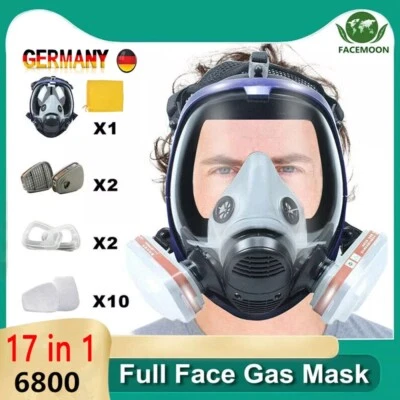 MARKENLOS 6800 Vollmaske mit Filter Atemschutzmaske Schutzmaske Voll-Gasmaske Lackiermaske