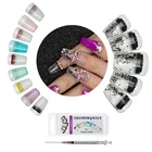Complete Aquarium Nail Kit DIY Aqua Floating Glitter False Tips Syringe Set New