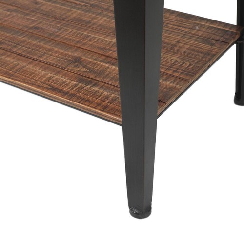 LuxenHome Console Table 30.13" Wood Top Metal Frame w/ Open Bottom Shelf Brown - Picture 5 of 9
