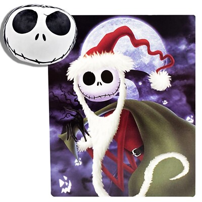 Nightmare Before Christmas Spooky Christmas Blanket w/ Cloud Pillow Combo