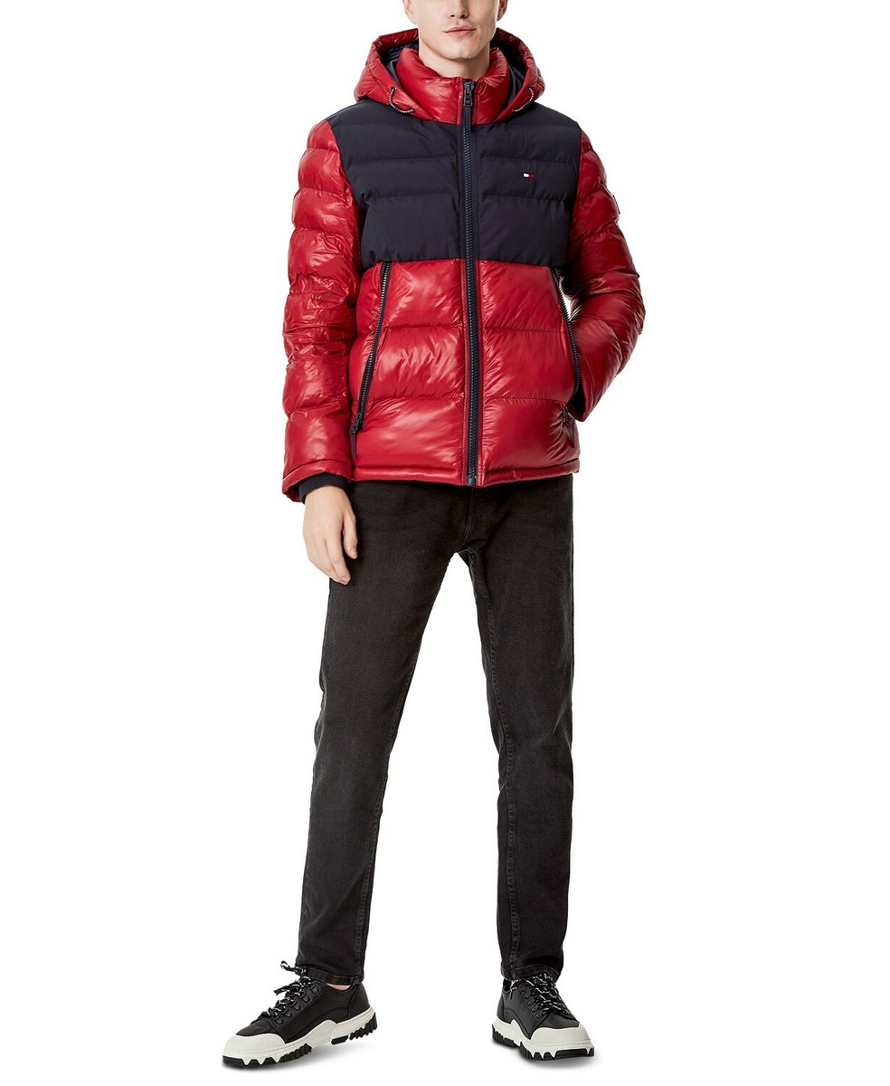 men's two tone matte & shiny puffer jacket