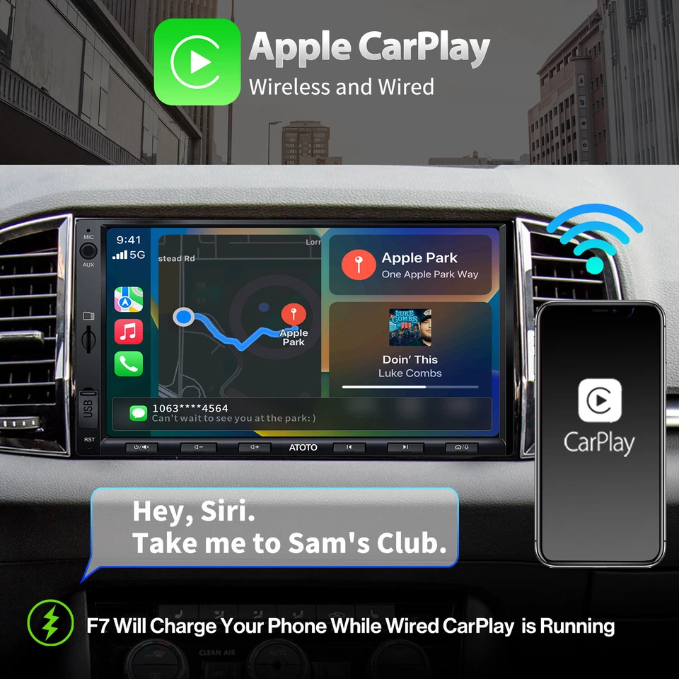 ATOTO F7 WE 7" Autoradio 2 Din GPS Navigation CarPlay & Android Auto,Bluetooth - Immagine 4 di 4