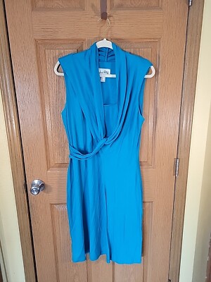 Joseph Ribkoff Dress Womens 10 Sleeveless Green Blue Tencel | eBay