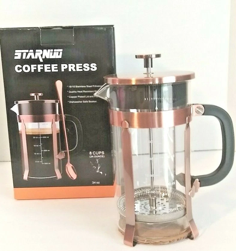 Starnuo French Press Coffee Maker Kitchen Dining 18/10 Stainless Steel 8 Cups
