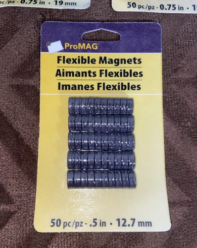 ProMag Flexible Round Magnets .75" 50/Pkg x 2 & .5” 50/ 1 Pkg - Mixed Lot (New) - Picture 2 of 9