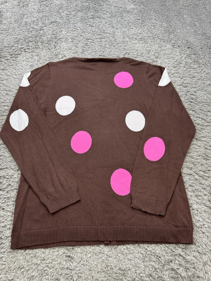 Suéter Quacker Factory Mujer Mediano Marrón Lunares Lentejuelas Artístico Cárdigan Top Foto 2 de 4