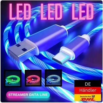 LED USB C Leuchtendes Schnellladekabel Datenkabel Samsung S23/S22/S21/S20/S10