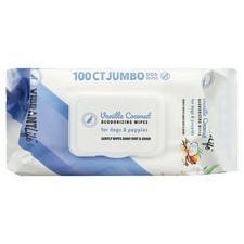 Vibrant Life Jumbo Deodorizing Wipes for Dogs  Puppies,Vanilla Coconut,100Count