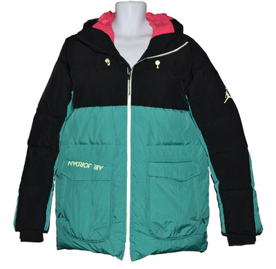 Nike Air Jordan Down Fill Parka Jacket Loose Fit Black Teal Pink Men's Size M
