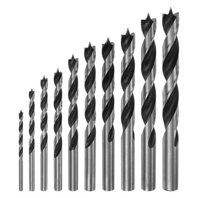 1 Satz Brad Point-Bohrer DM 3/4/5/6/7/8/9/10/11/12mm Rundschaftbohrer aus Stahl