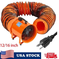12"/16" Utility Blower Exhaust Fan Extraction Ventilation Fan w/32.8ft Duct Hose