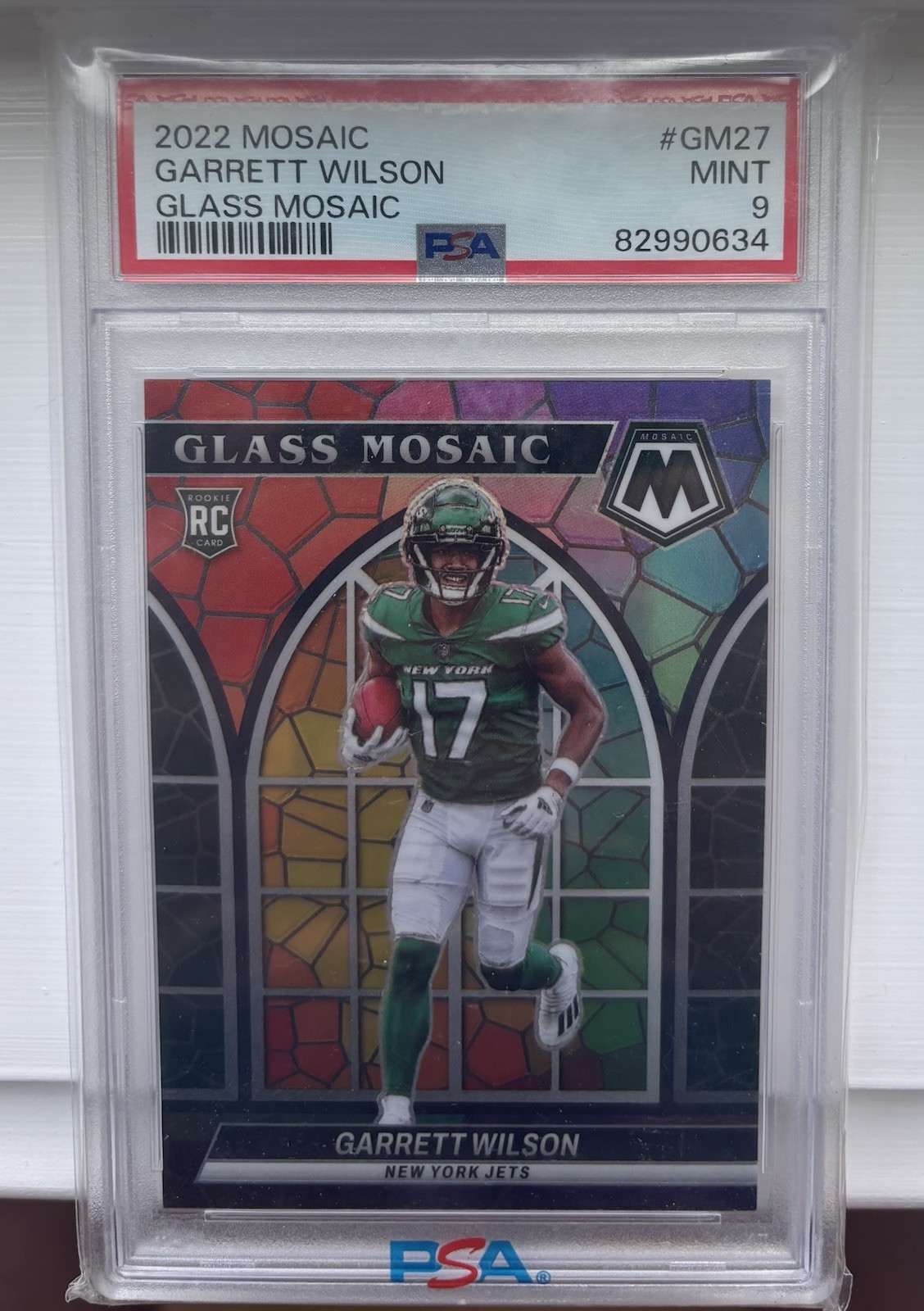 Garrett Wilson 2022 Panini Mosaic Stained Glass Mosaic RC #GM-27 PSA 9🔥🔥🔥