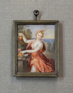 Portrait of a Lady as Pomona | 19thC Miniature Watercolour After Nicolas Fouchéw