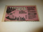 TEENAGE HEAD Frankie Venom Ramones Marky original print ad 1983 with tour dates