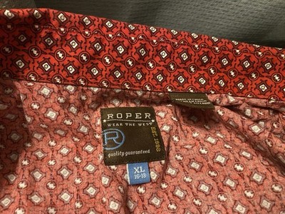 Roper Western Pearl Snap Shirt Red Paisley Mens XL 16-18 Excellent Cond