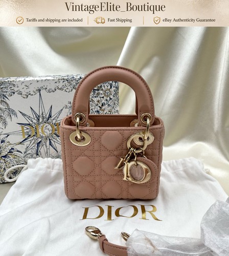Christian Dior Lady Dior Nano Pink Leather Gold HW Shoulder Bag Preowned Authent
