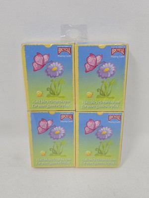 USPCC Bicycle Mini Playing Cards 4-Pack, Flower, Butterfly & Snail - SEALED