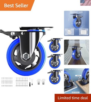 5 Inch Caster Wheels with Safety Dual Locking, Heavy Duty Casters Set of 4, I...