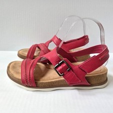Clarks Shoes Womens 9.5 Red Leather Brynn Step Slingback Strappy Comfort Sandals