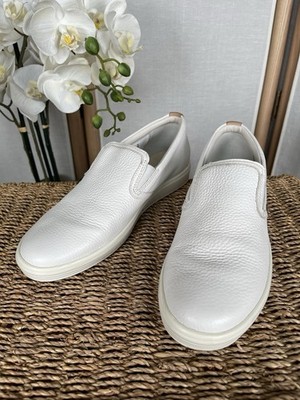 Ecco weiße Leder Slipper Schuhe Flats UK 6