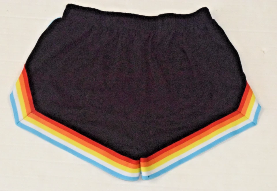 Athletic Shorts Size S Rainbow Striped Black Cotton - Image 2 of 4