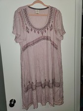 Knox Rose Womens Sz XXL Crinkle Gauze Pink Boho Midi Dress