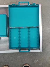 Vintage Turquoise Teal Blue Plastic Cassette Carrying Carry Case Holds 36 Tapes