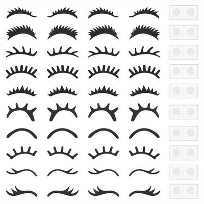 1box 20 sets Eyelashes Patches 10 styles Black Eyelash Applique Patches 