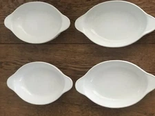 Oval Individual Serving Dishes (4)-Au Gratin Baking Style Bowls with Rib Design
