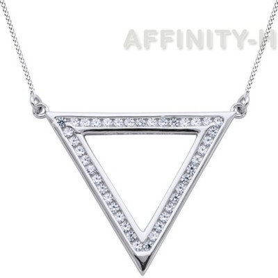1/2 CT Simulated Diamond Open Triangle Pendant Necklace 925