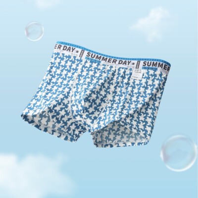 Bequeme Herren Slips Ice Silk Mid Waist Thin Ice Antibacterial Printed Briefs