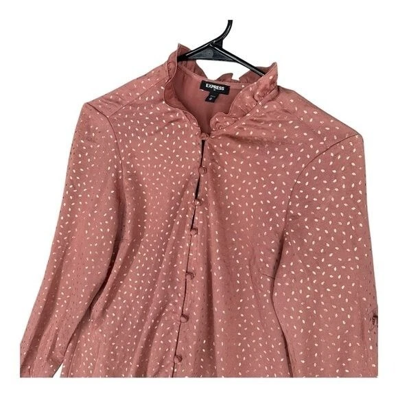 Blusa Express Para Mujer M Mediana M M M Oficina Carrera Volantes Cuello Estampado Metálico Foto 4 de 4
