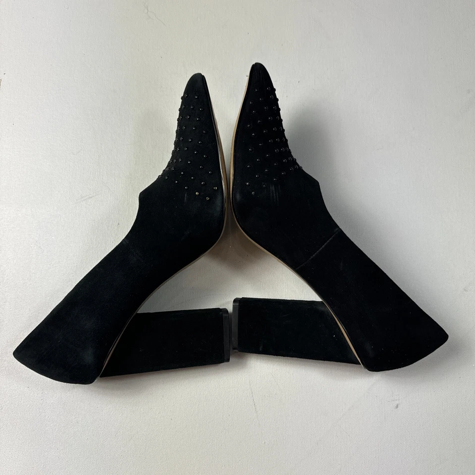 H By Halston "Laurel" Negro Gamuza Tachonado Cuentas Punta Punta Tacones Bloque Talla 8 Foto 4 de 4