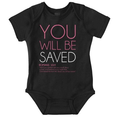 Christian You Will Be Saved Bible Scripture Newborn Baby Boy Girl Infant Romper